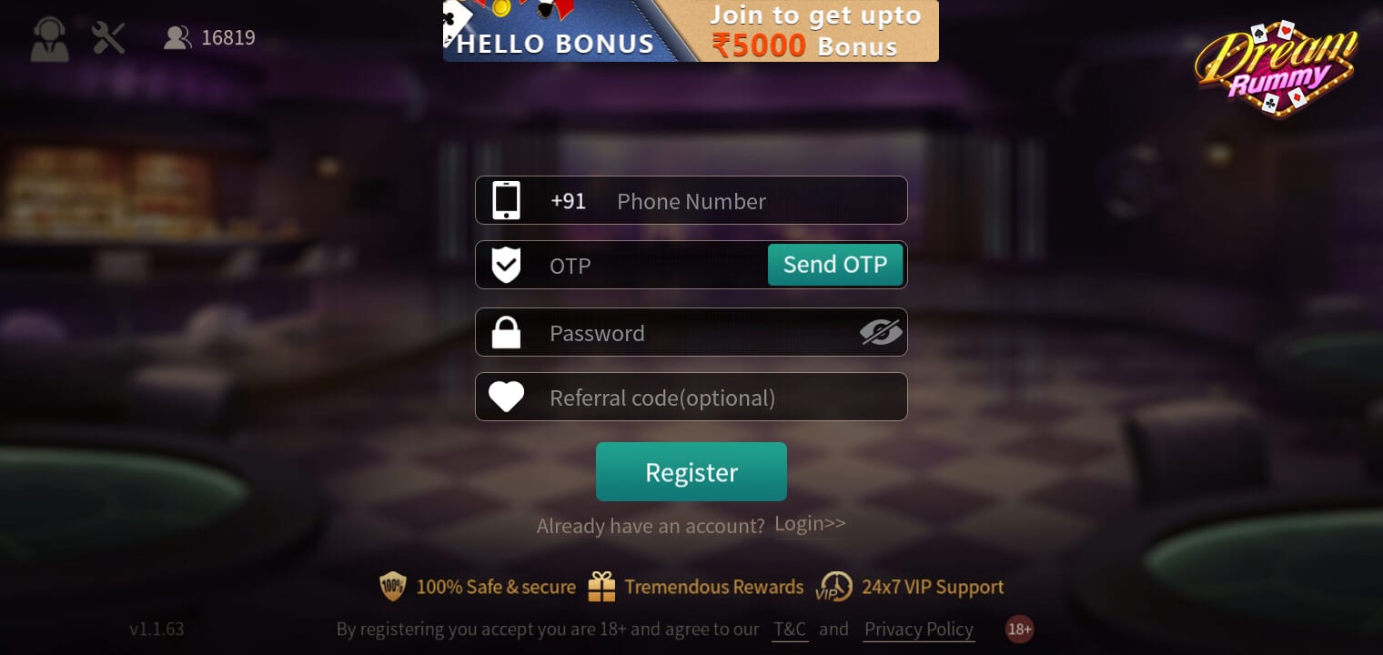 Process to Register in Dream Rummy App and Claim ₹100 Welcome Bonus